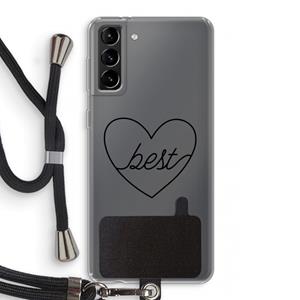 CaseCompany Best heart black: Samsung Galaxy S21 Plus Transparant Hoesje met koord