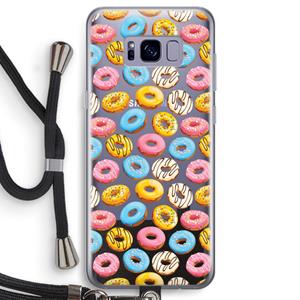 CaseCompany Pink donuts: Samsung Galaxy S8 Transparant Hoesje met koord