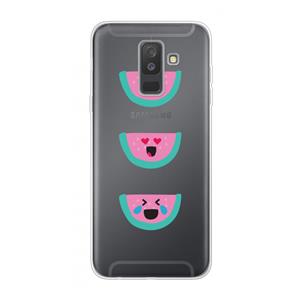 CaseCompany Smiley watermeloen: Samsung Galaxy A6 Plus (2018) Transparant Hoesje