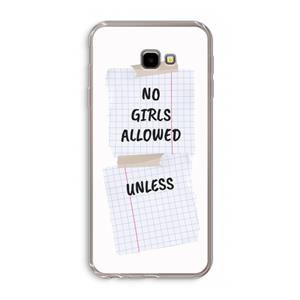 CaseCompany No Girls Allowed Unless: Samsung Galaxy J4 Plus Transparant Hoesje