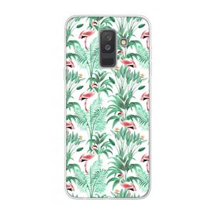 CaseCompany Flamingo bladeren: Samsung Galaxy A6 Plus (2018) Transparant Hoesje