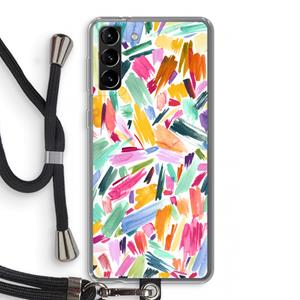 CaseCompany Watercolor Brushstrokes: Samsung Galaxy S21 Plus Transparant Hoesje met koord