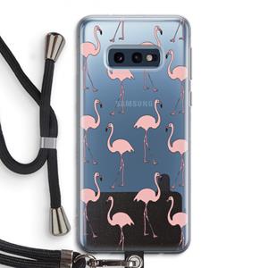 CaseCompany Anything Flamingoes: Samsung Galaxy S10e Transparant Hoesje met koord
