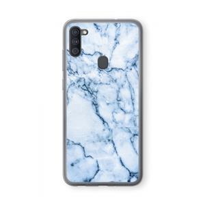 CaseCompany Blauw marmer: Samsung Galaxy A11 Transparant Hoesje