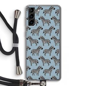 CaseCompany Zebra: Samsung Galaxy S21 Plus Transparant Hoesje met koord