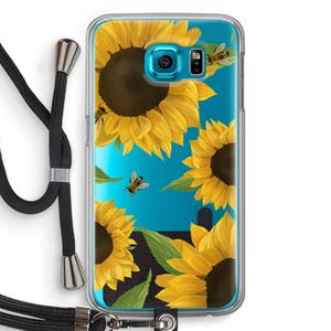 CaseCompany Sunflower and bees: Samsung Galaxy S6 Transparant Hoesje met koord