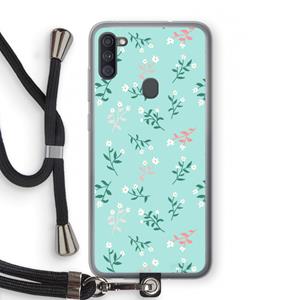 CaseCompany Small white flowers: Samsung Galaxy A11 Transparant Hoesje met koord