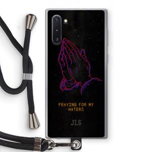 CaseCompany Praying For My Haters: Samsung Galaxy Note 10 Transparant Hoesje met koord