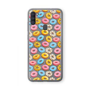 CaseCompany Pink donuts: Samsung Galaxy A11 Transparant Hoesje