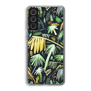 CaseCompany Tropical Palms Dark: Samsung Galaxy S21 FE Transparant Hoesje