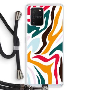 CaseCompany Colored Zebra: Samsung Galaxy S10 Lite Transparant Hoesje met koord