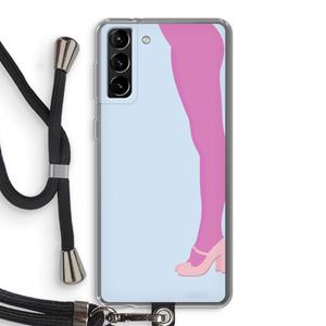 CaseCompany Pink panty: Samsung Galaxy S21 Plus Transparant Hoesje met koord