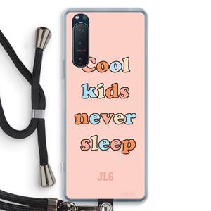 CaseCompany Cool Kids Never Sleep: Sony Xperia 5 II Transparant Hoesje met koord