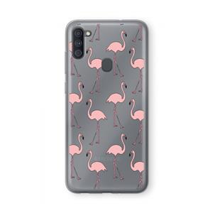 CaseCompany Anything Flamingoes: Samsung Galaxy A11 Transparant Hoesje
