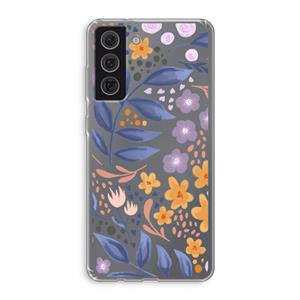 CaseCompany Flowers with blue leaves: Samsung Galaxy S21 FE Transparant Hoesje