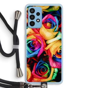 CaseCompany Neon bloemen: Samsung Galaxy A52 Transparant Hoesje met koord