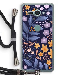 CaseCompany Flowers with blue leaves: Sony Xperia XZ2 Compact Transparant Hoesje met koord