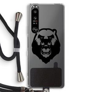 CaseCompany Angry Bear (black): Sony Xperia 1 III Transparant Hoesje met koord