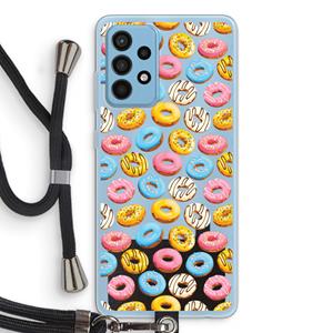 CaseCompany Pink donuts: Samsung Galaxy A52 Transparant Hoesje met koord