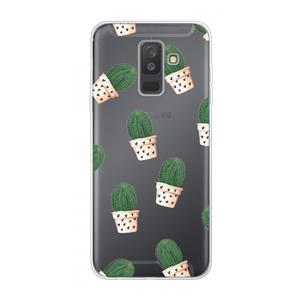 CaseCompany Cactusprint roze: Samsung Galaxy A6 Plus (2018) Transparant Hoesje