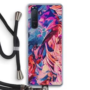CaseCompany Pink Orchard: Sony Xperia 5 II Transparant Hoesje met koord