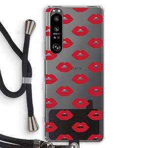 CaseCompany Lips: Sony Xperia 1 III Transparant Hoesje met koord