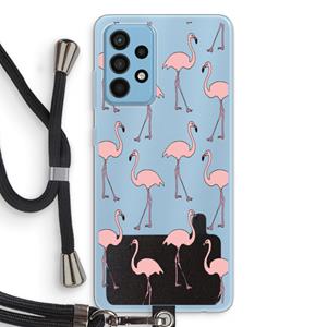 CaseCompany Anything Flamingoes: Samsung Galaxy A52 Transparant Hoesje met koord