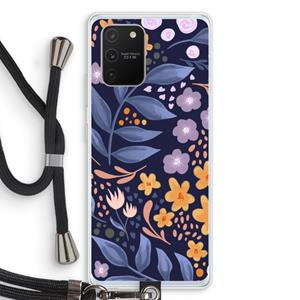 CaseCompany Flowers with blue leaves: Samsung Galaxy S10 Lite Transparant Hoesje met koord