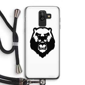CaseCompany Angry Bear (white): Samsung Galaxy J8 (2018) Transparant Hoesje met koord