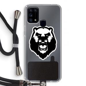 CaseCompany Angry Bear (white): Samsung Galaxy M31 Transparant Hoesje met koord