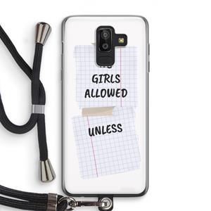 CaseCompany No Girls Allowed Unless: Samsung Galaxy J8 (2018) Transparant Hoesje met koord