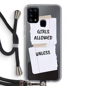CaseCompany No Girls Allowed Unless: Samsung Galaxy M31 Transparant Hoesje met koord