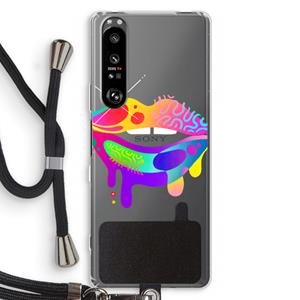 CaseCompany Lip Palette: Sony Xperia 1 III Transparant Hoesje met koord