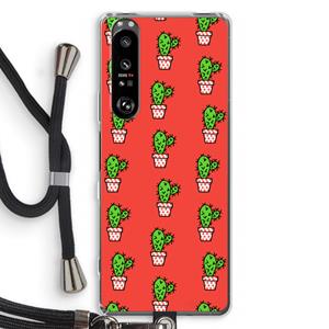 CaseCompany Mini cactus: Sony Xperia 1 III Transparant Hoesje met koord