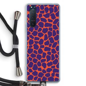 CaseCompany Purple Giraffe: Sony Xperia 5 II Transparant Hoesje met koord