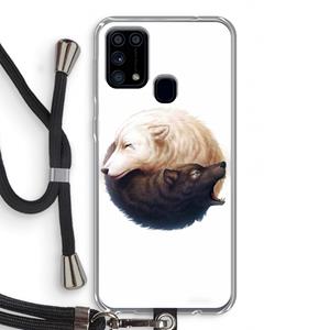 CaseCompany Yin Yang Wolves: Samsung Galaxy M31 Transparant Hoesje met koord