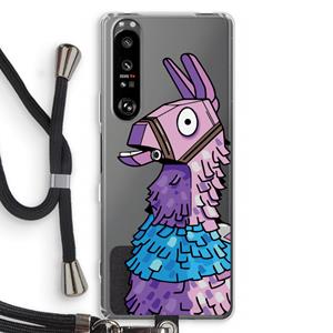 CaseCompany Lama: Sony Xperia 1 III Transparant Hoesje met koord