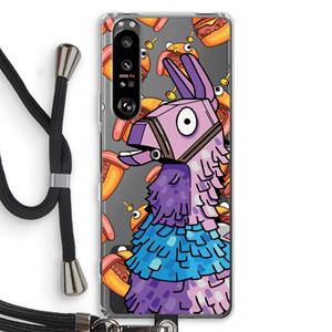 CaseCompany Loot Burger: Sony Xperia 1 III Transparant Hoesje met koord