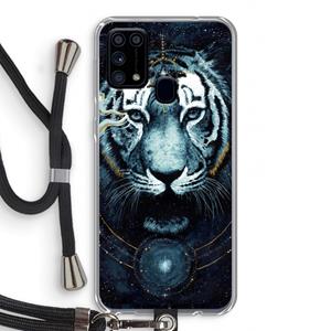 CaseCompany Darkness Tiger: Samsung Galaxy M31 Transparant Hoesje met koord