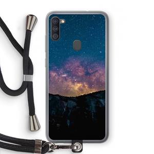 CaseCompany Travel to space: Samsung Galaxy A11 Transparant Hoesje met koord
