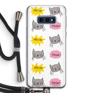 CaseCompany Meow: Samsung Galaxy S10e Transparant Hoesje met koord
