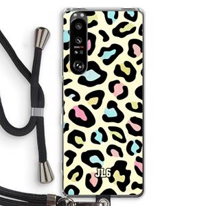 CaseCompany Leopard pattern: Sony Xperia 1 III Transparant Hoesje met koord