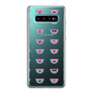 CaseCompany Smiley watermeloenprint: Samsung Galaxy S10 Plus Transparant Hoesje