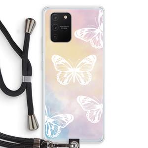 CaseCompany White butterfly: Samsung Galaxy S10 Lite Transparant Hoesje met koord