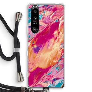 CaseCompany Pastel Echoes: Sony Xperia 1 III Transparant Hoesje met koord