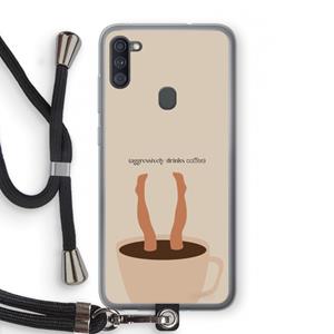 CaseCompany Aggressively drinks coffee: Samsung Galaxy A11 Transparant Hoesje met koord