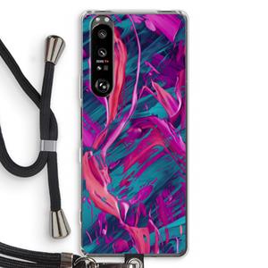 CaseCompany Pink Clouds: Sony Xperia 1 III Transparant Hoesje met koord