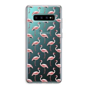 CaseCompany Flamingoprint groen: Samsung Galaxy S10 Plus Transparant Hoesje