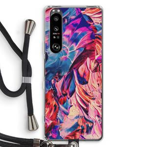 CaseCompany Pink Orchard: Sony Xperia 1 III Transparant Hoesje met koord