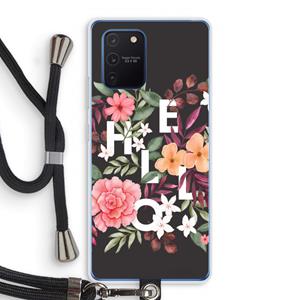 CaseCompany Hello in flowers: Samsung Galaxy Note 10 Lite Transparant Hoesje met koord